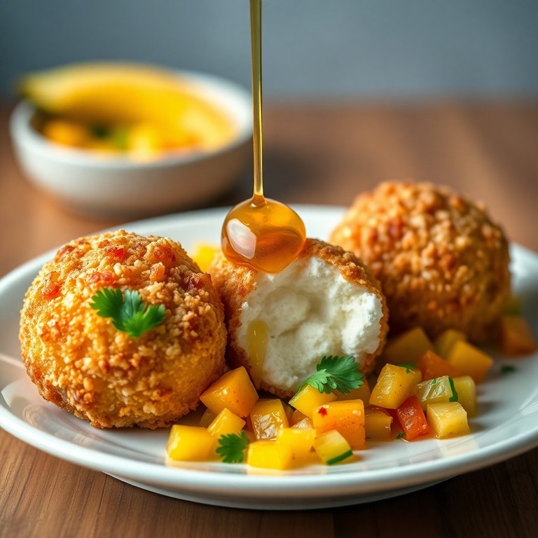 Caribbean Coconut Fried Ice Cream Bites with Tropical Salsa