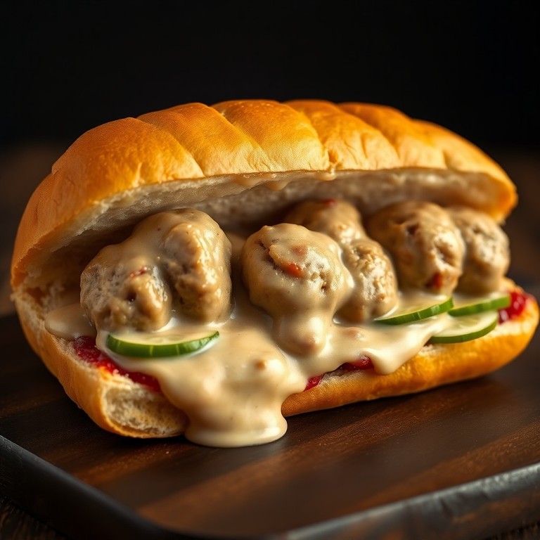 Swedish Meatball Sub with Creamy Gravy and Lingonberry