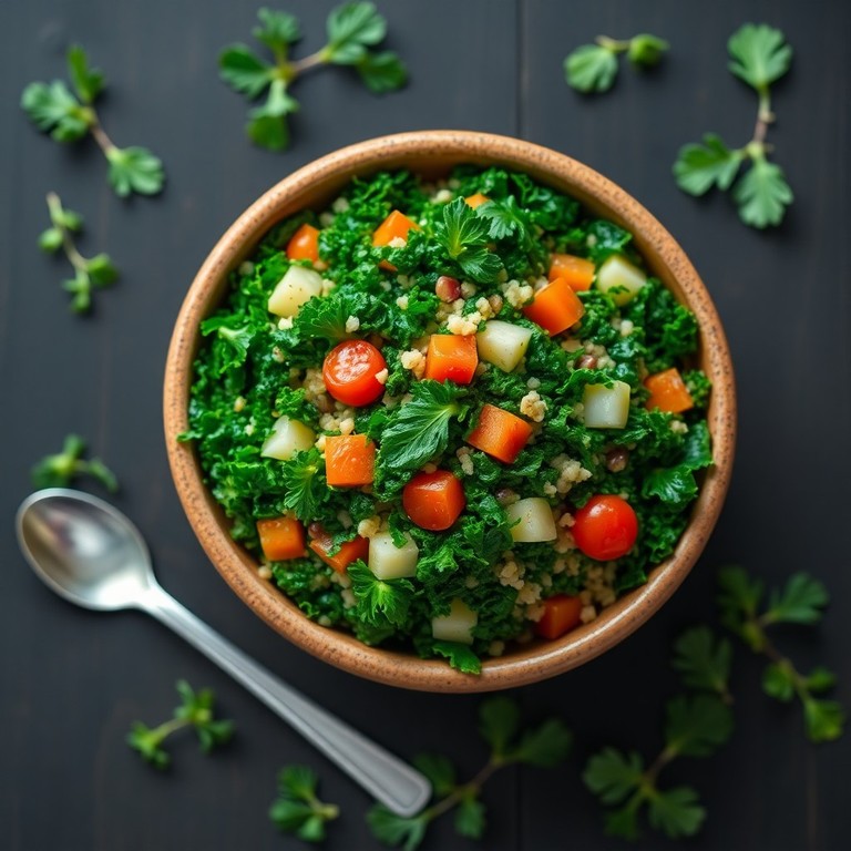 Middle Eastern Kale and Mint Tabbouleh with Pomegranate Dressing