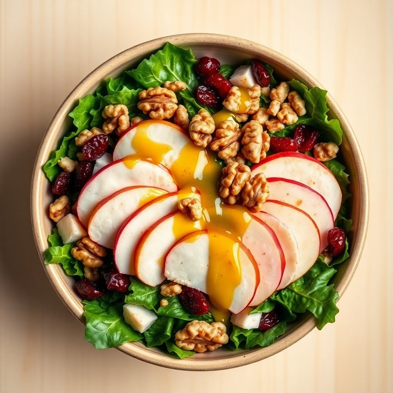 Deconstructed Honey-Mustard Chicken, Apple, and Walnut Salad Bowl
