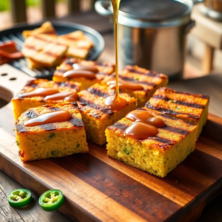 Smoky Grilled Jalapeño Cornbread with Honey Drizzle