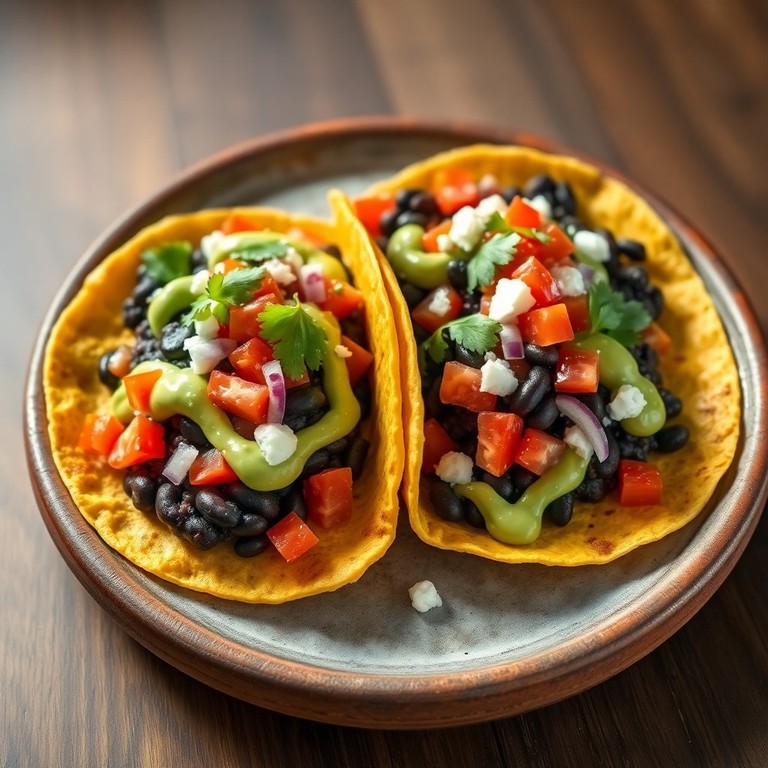 Hearty Vegan Black Bean Tostadas with Avocado Crema