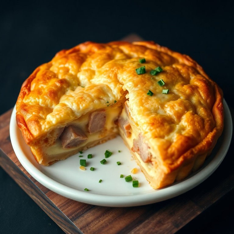 Torta Rústica de Massa de Pastel com Linguiça e Presunto