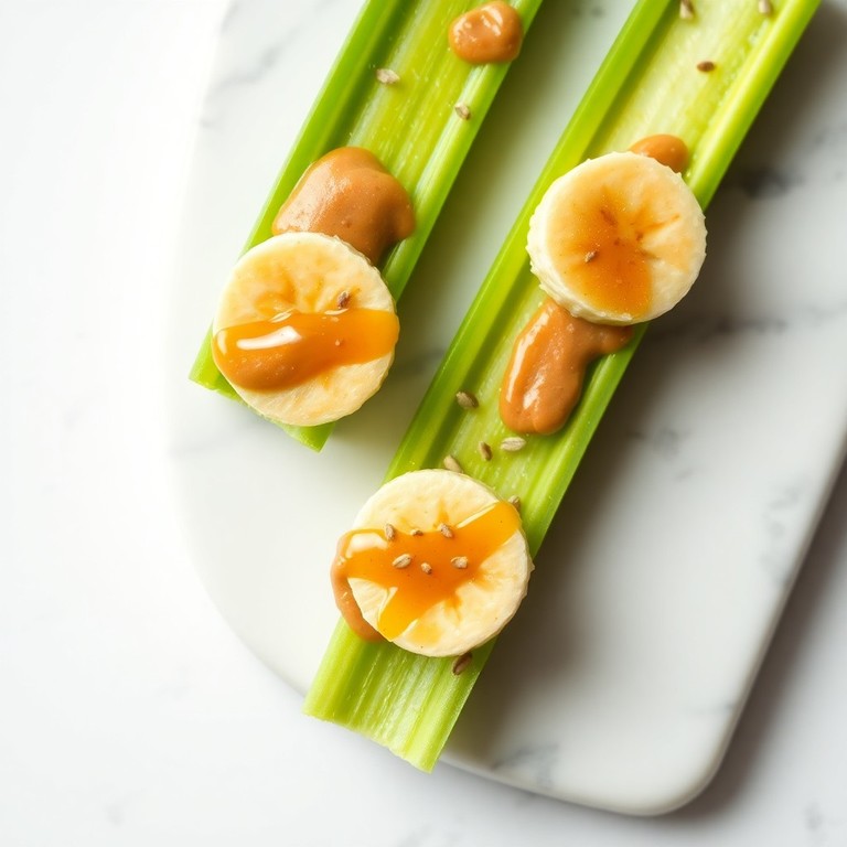 Tostadas de Apio con Mantequilla de Cacahuete y Plátano