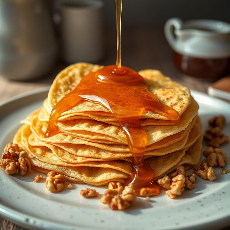 Crêpes Fines au Miel Croustillant et Noix