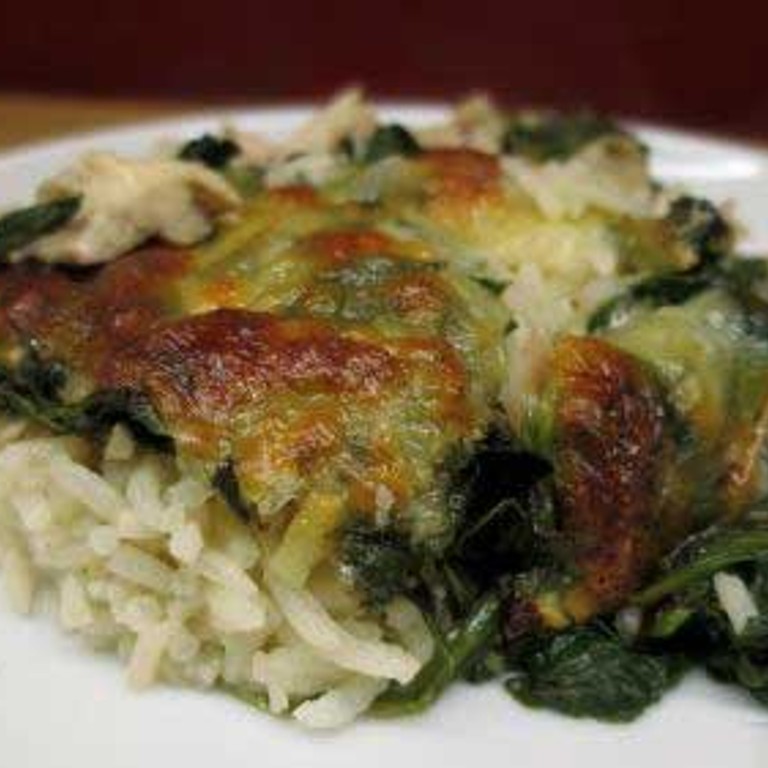 Gratin de riz aux épinards surgelés et parmesan