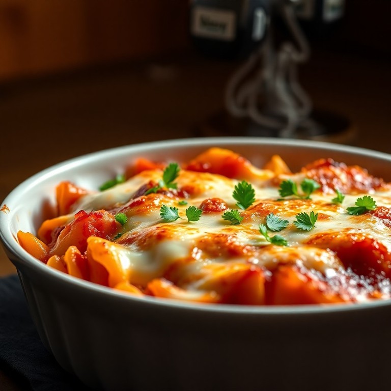 Macarrão Parafuso ao Forno com Recheio Cremoso de Salsicha e Legumes