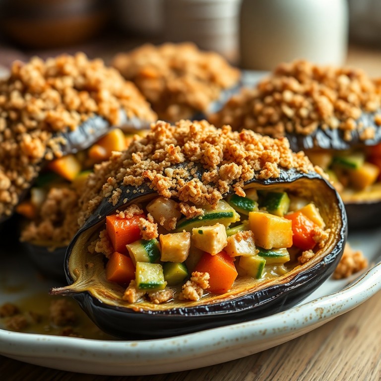 Berenjenas Rellenas y Gratinadas con Pollo y Verduras