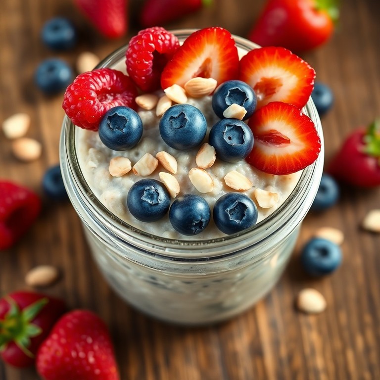 Klassische Overnight Oats mit Beeren