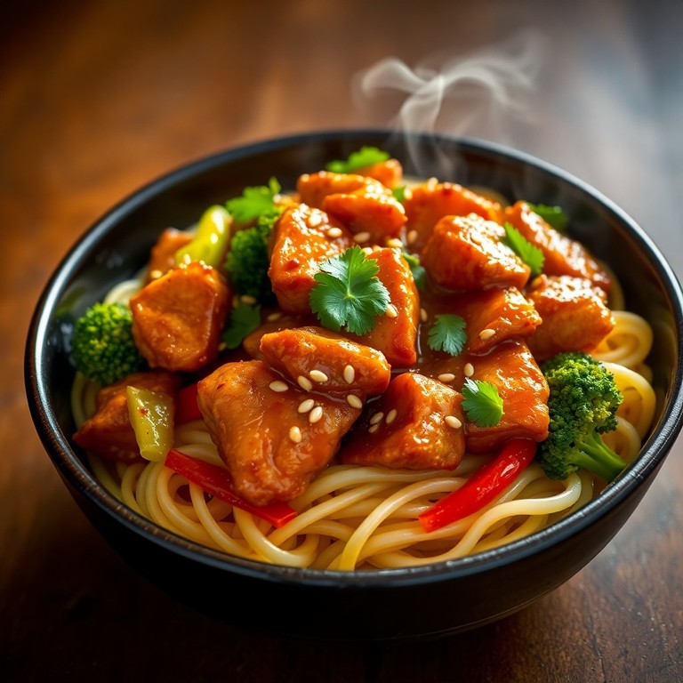 Klassisk Asiatisk Kycklingwok med Broccoli och Nudlar