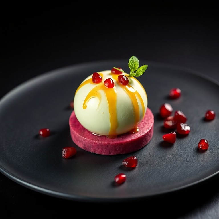 Sphère de Betterave et Grenade, Mousse Aérienne de Poire Granny Smith