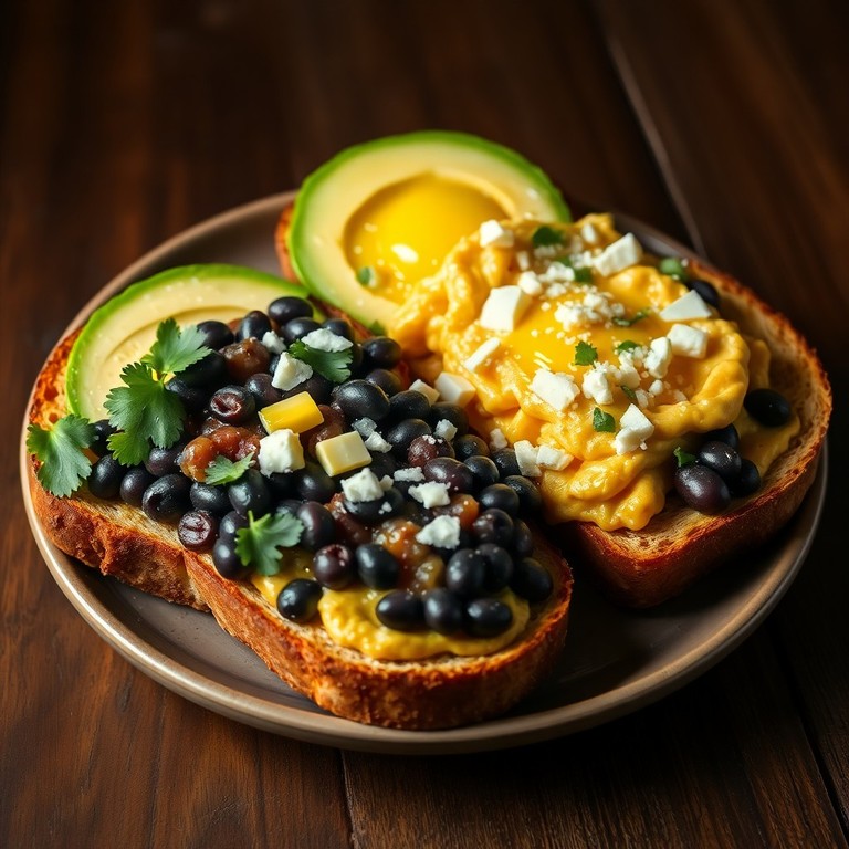 Tostadas de Masa Madre con Huevo Revuelto y Frijoles Negros Orgánicos