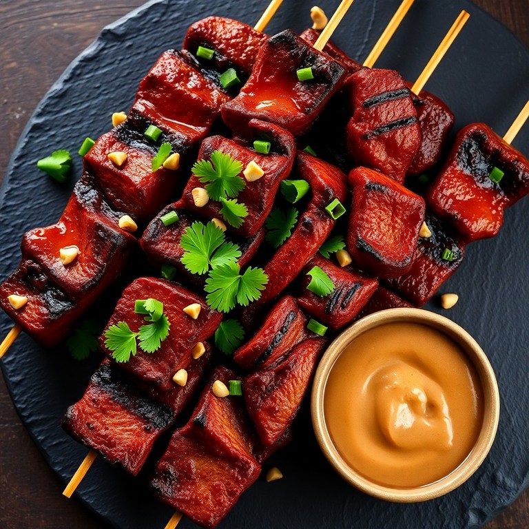 Thai Teriyaki Beef Satay with Peanut Dipping Sauce