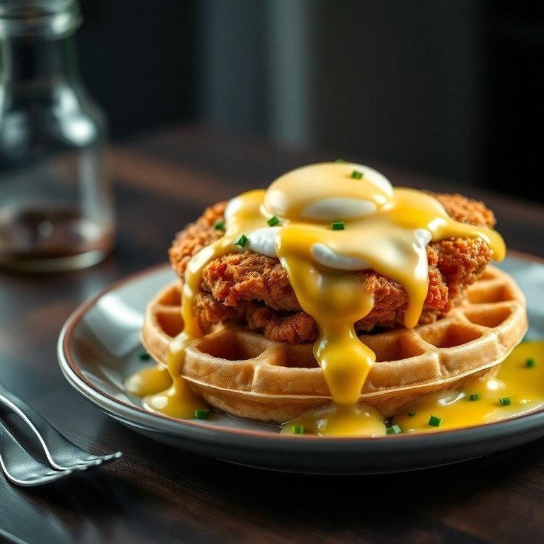 Chicken and Waffles Benedict