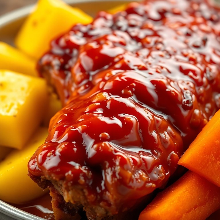 Costillas de Cerdo Glaseadas con Naranja y Piña (Menos Azúcar)