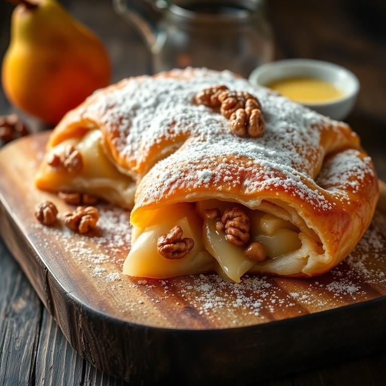 Herzhafter Birnenstrudel mit Walnüssen und Zimt