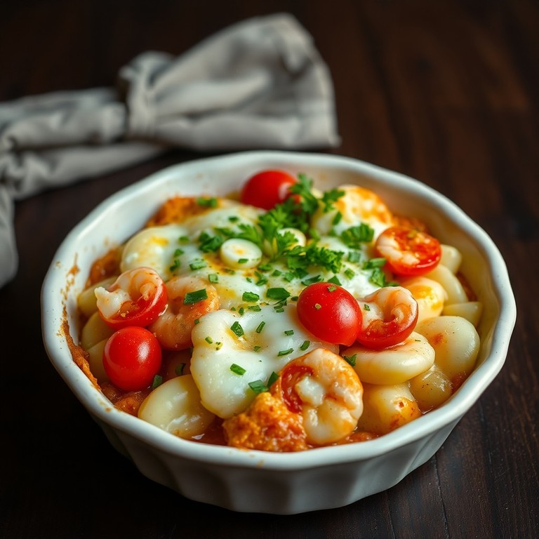 Gnocchi al Forno con Gamberi, Pistacchi e Stracciatella