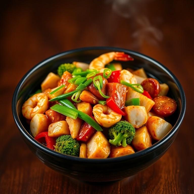 Quick Asian Stir-Fried Seafood and Chicken Medley