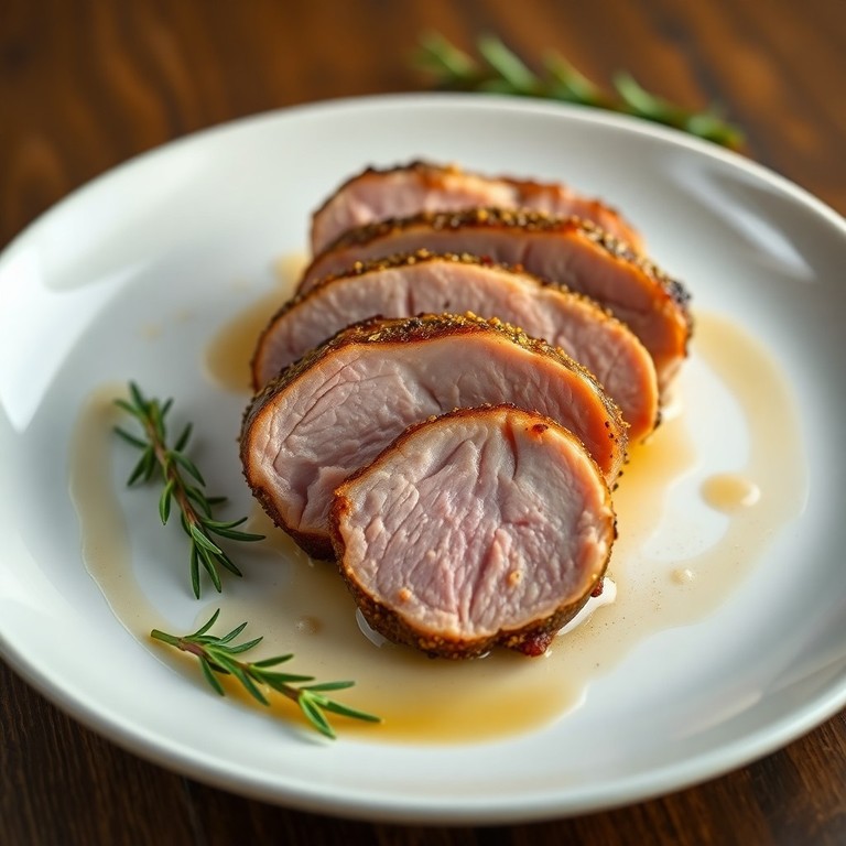 Saftige Gebratene Schweinelende mit Knoblauch und Kräutern