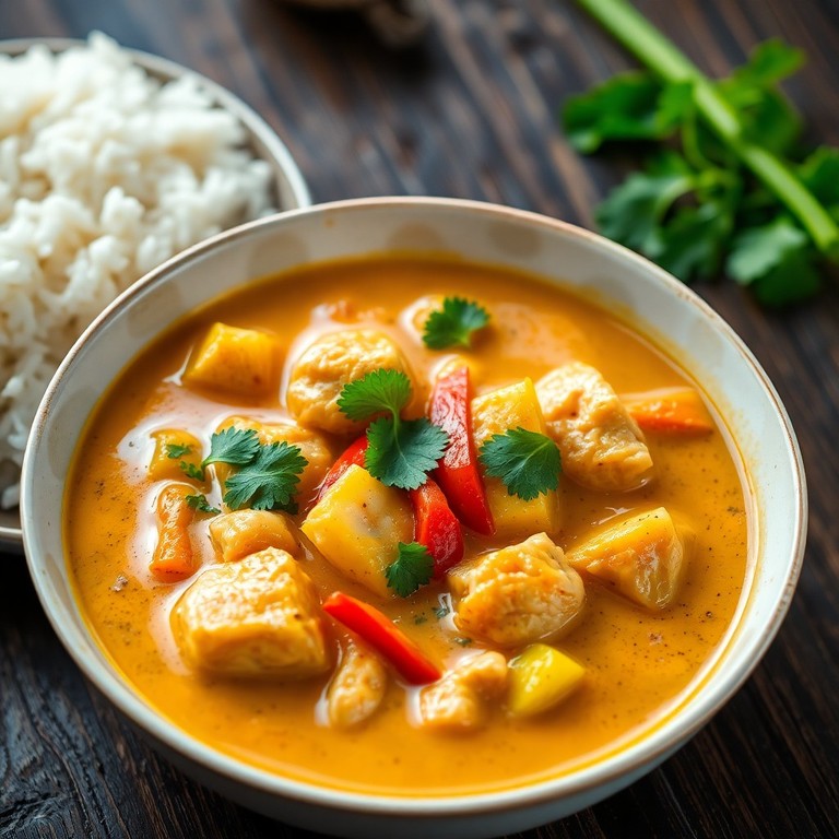 Poulet au Curry Gaya (Style Coréen) Coco et Menthe Fraîche avec Légumes Croquants
