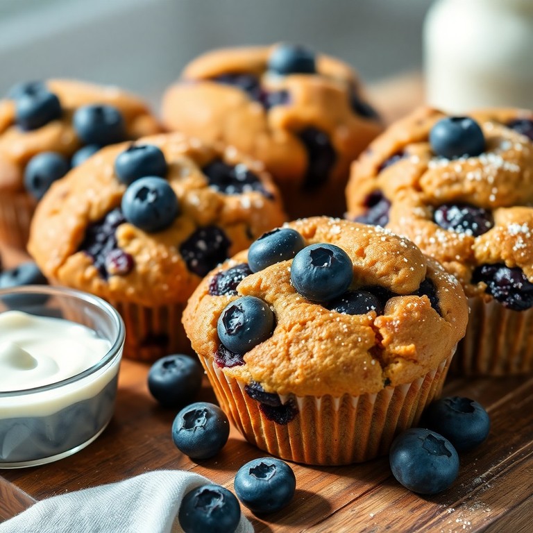 Vegane Protein-Protein-Muffins mit Skyr-Alternative und Blaubeeren