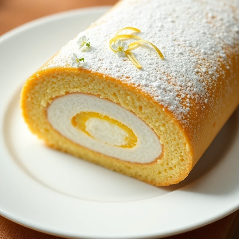 Zitronen-Biskuitroulade mit Mascarpone-Füllung