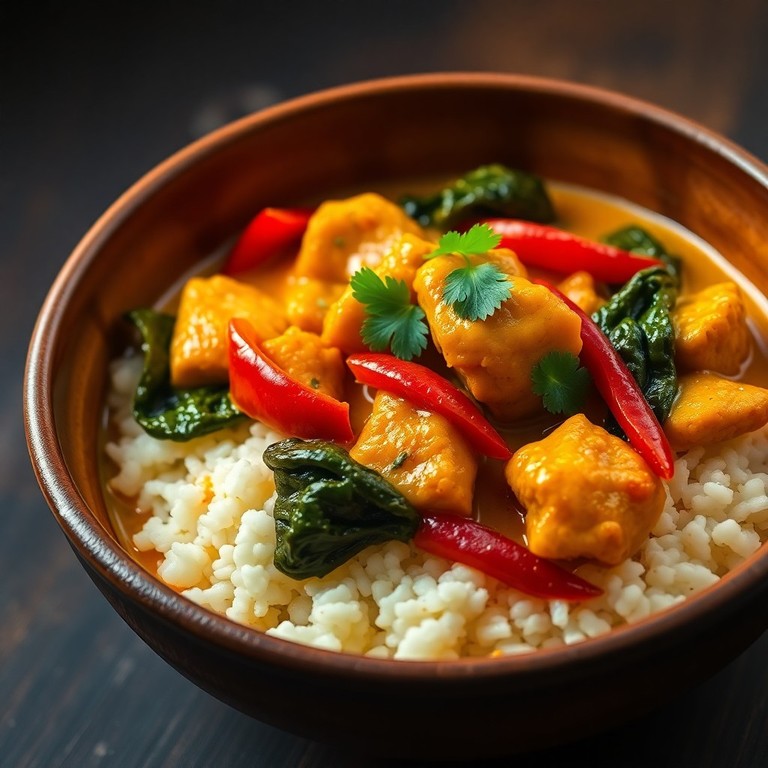 Aromatische Kipcurry met Bloemkoolrijst en Spinazie