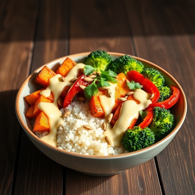 Tigelas de Buddha Vibrantes com Quinoa e Legumes Grelhados