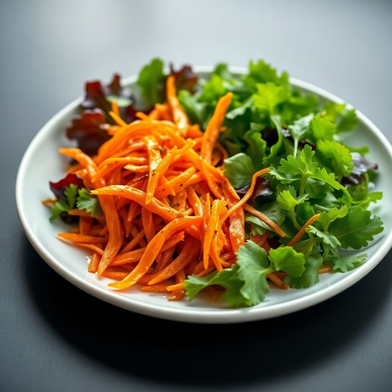 Carottes Marinées à la Miel et Épices, Accompagnées d'une Salade Verte Croquante