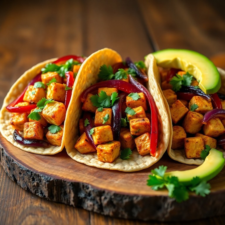 Tacos de Tofu Marinado y Verduras Asadas
