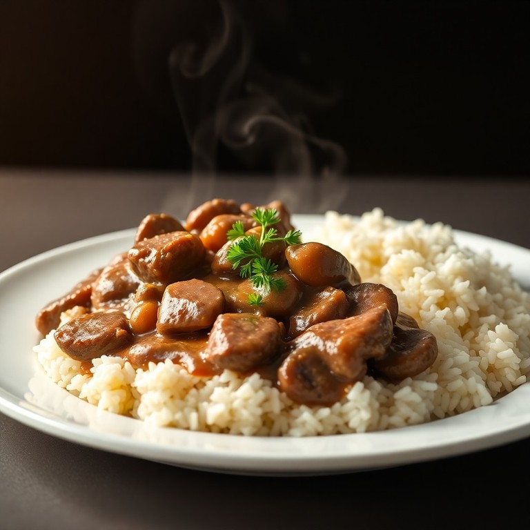 Estrogonofe Clássico de Carne com Arroz Basmati Aromático