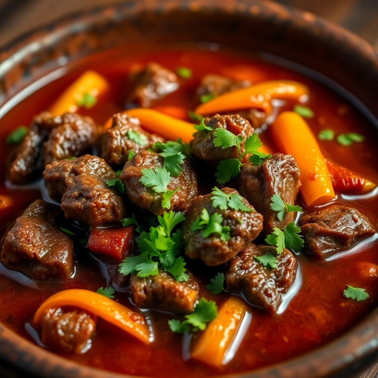 Carne de Panela Clássica com Molho de Pimentões Coloridos