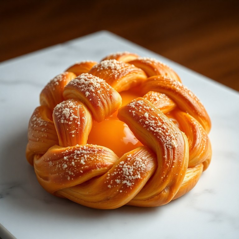 Golden Mango Shape Pastry Braid with Jam Filling