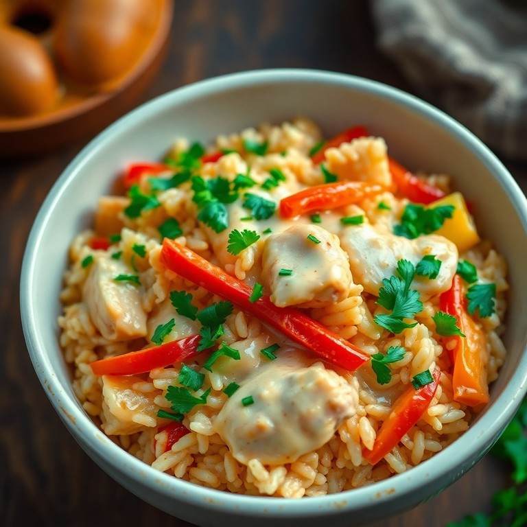 Romige Kip en Paprika Rijstschotel