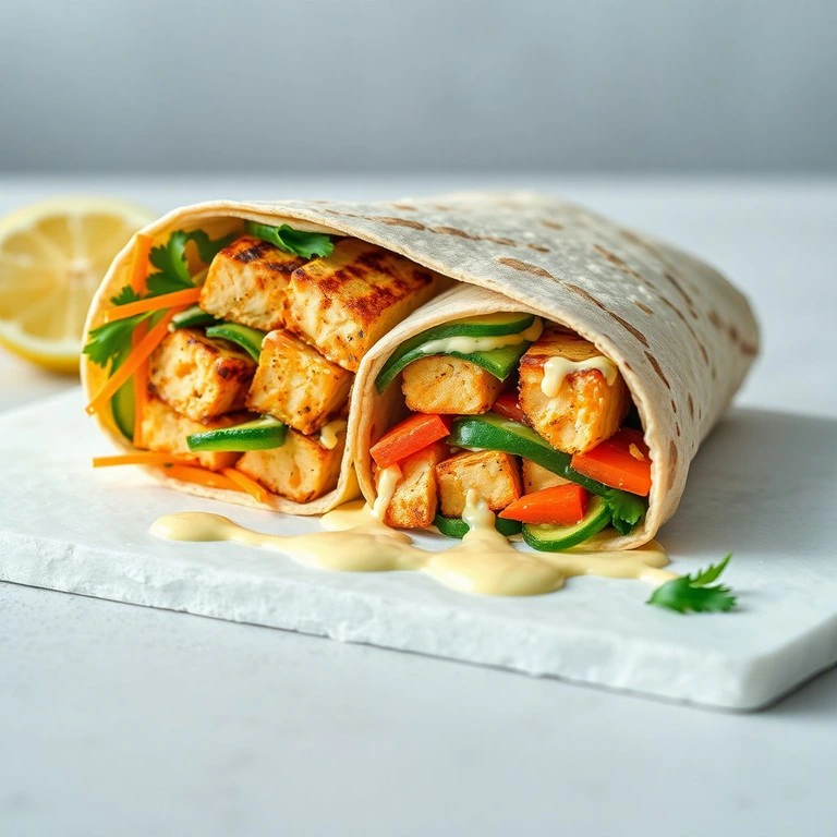 Wrap Végétarien Frais au Tofu Grillé et Légumes Croquants