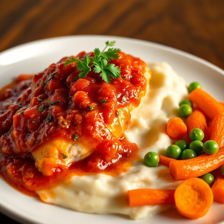 Pollo a la Provenzal con Puré de Papa y Verduras de Jardín