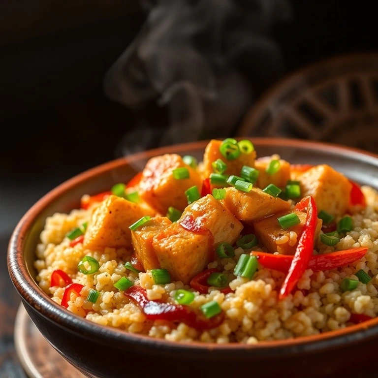 Chaufa de Quinoa Vegetariano con Tofu Crujiente