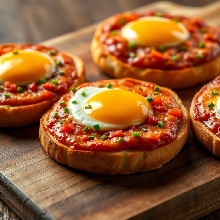 Frühstücks-Brotpizza mit Spiegelei