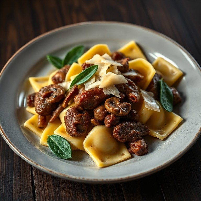 Tortelli de Veau Braisé, Pleurotes et Sauce au Beurre de Sauge