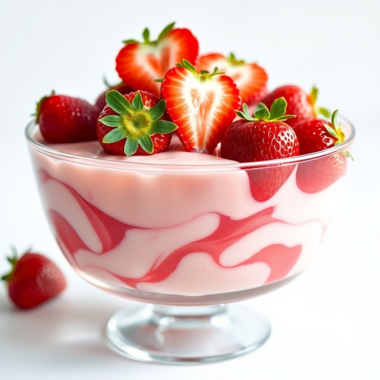 Gelatina Cremosa de Morango com Queijo