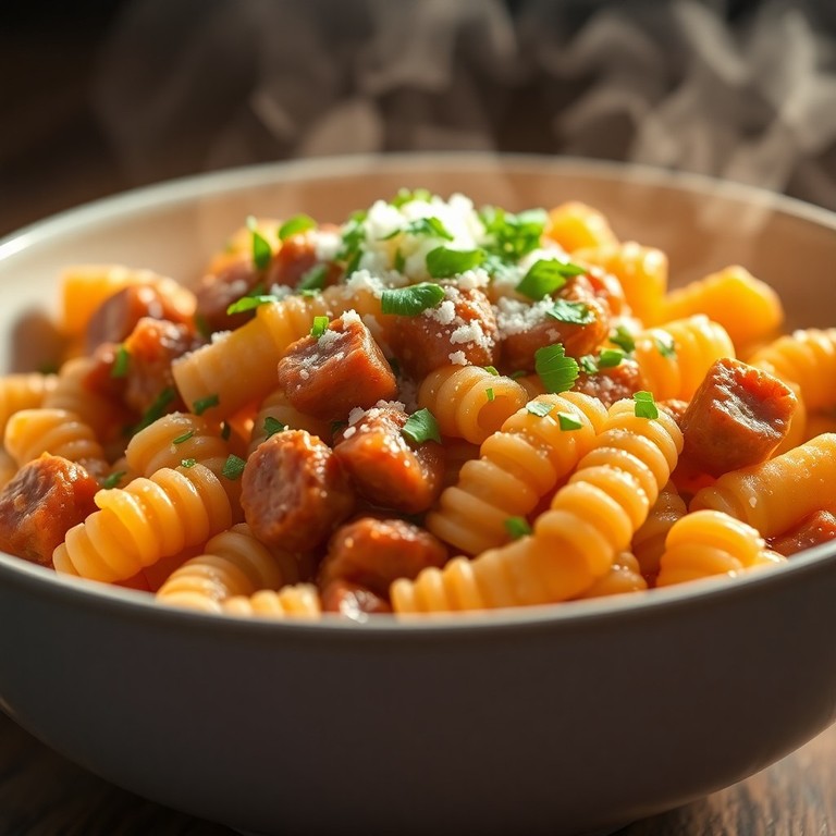 Pâtes Crémeuses à la Saucisse Fumée et Parmesan