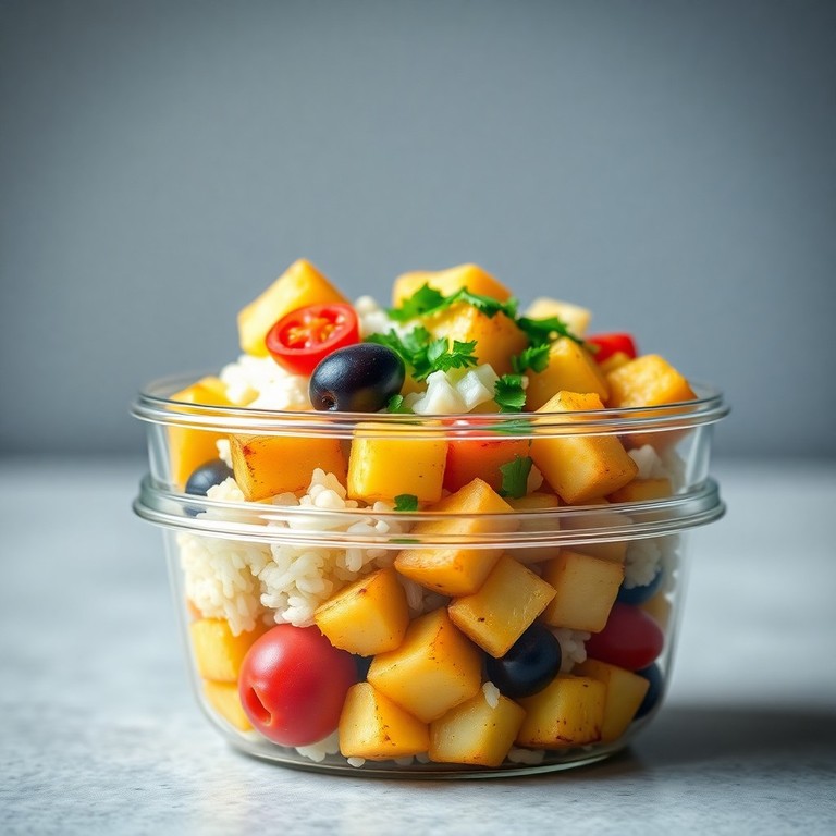 Mediterrane Kartoffel-Reis-Schüssel