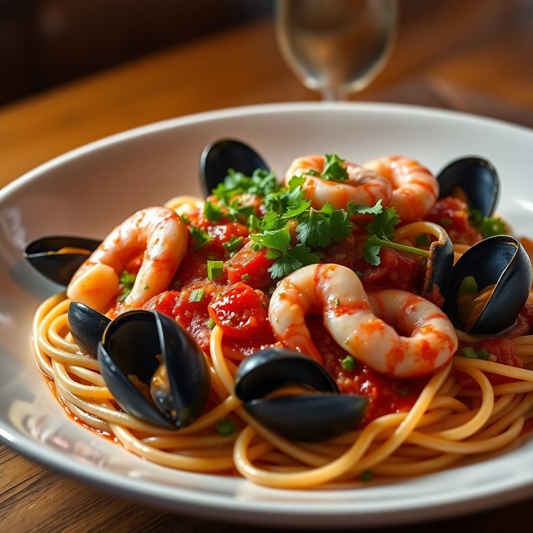 Классическая Паста с Морским Миксом в Белом Вине