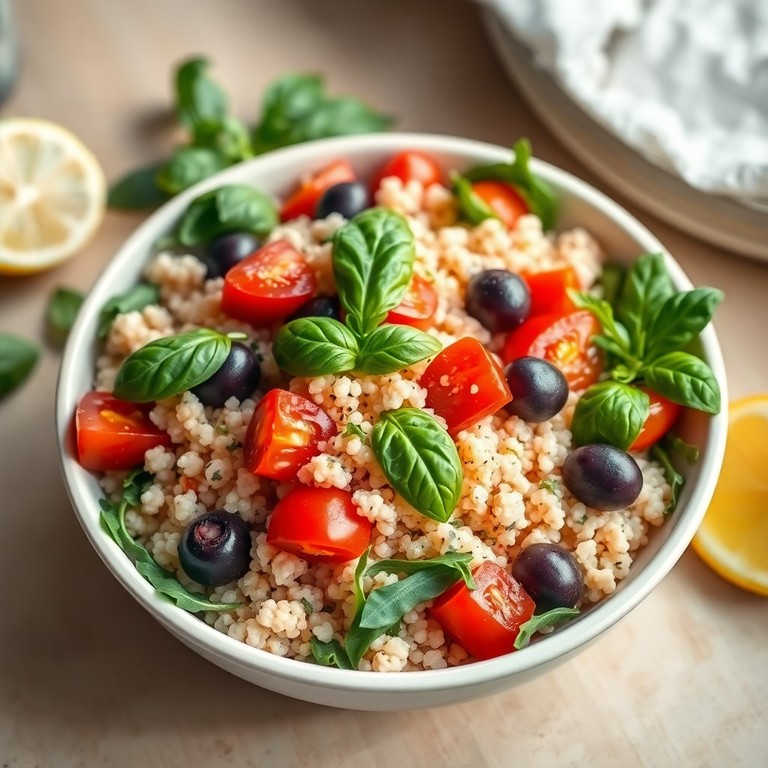Mediterraner Quinoa-Salat mit frischem Basilikum