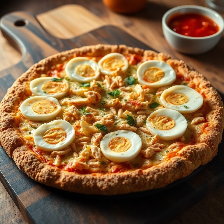 Pizza de Frango, Ovo e Queijo com Massa de Aveia