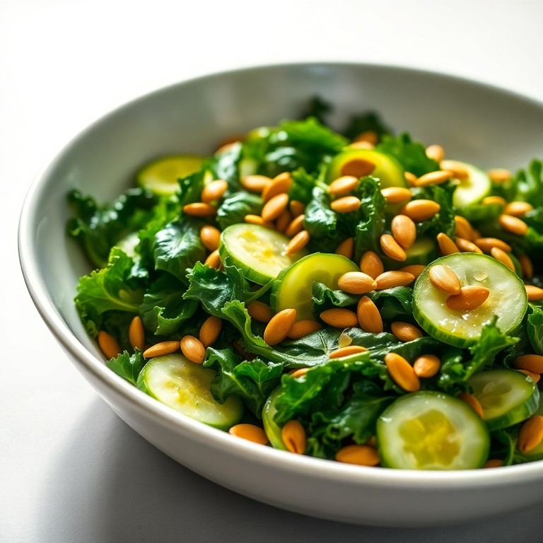 Frisse Komkommer-Kale Salade met Lichte Citroen Vinaigrette