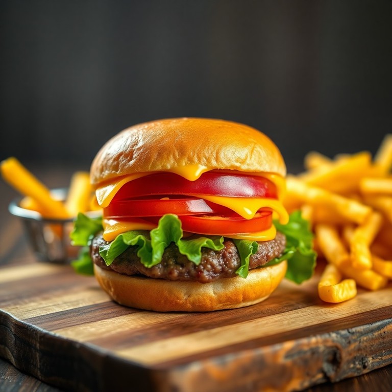 Klassischer Saftiger Rindfleisch-Cheeseburger