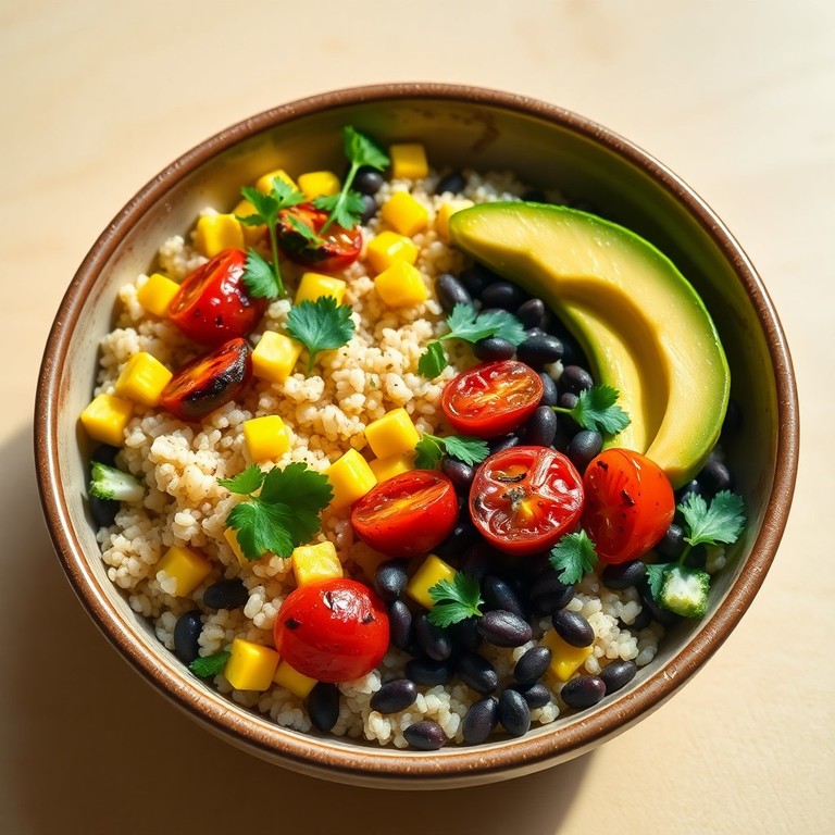 Nutritious Quinoa and Black Bean Power Bowl with Roasted Tomatoes