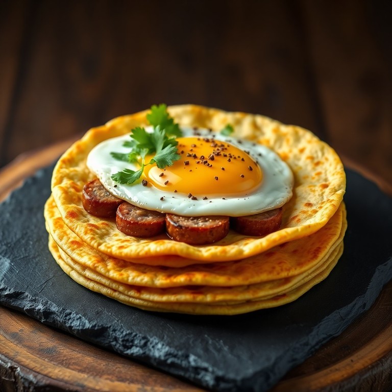 Tortillas de Maíz Caseras con Huevo y Salchicha