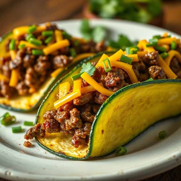 Tacos Cetogênicos de Abobrinha Recheados com Carne e Queijo